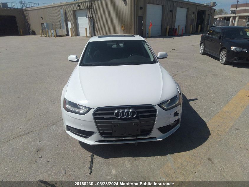 2014 Audi A4 2.0T Quattro VIN: WAUBFCFLXEN013064 Lot: 20160230