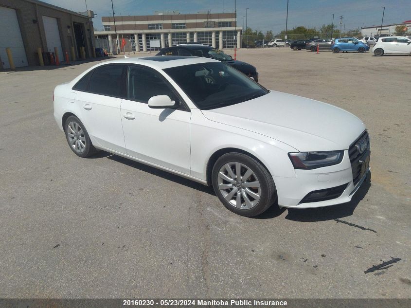 2014 Audi A4 2.0T Quattro VIN: WAUBFCFLXEN013064 Lot: 20160230