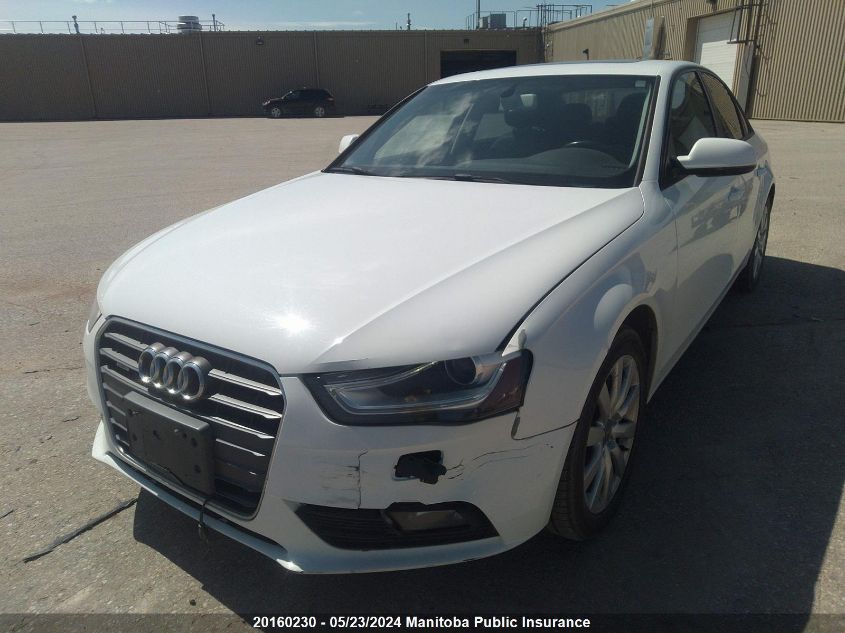 2014 Audi A4 2.0T Quattro VIN: WAUBFCFLXEN013064 Lot: 20160230