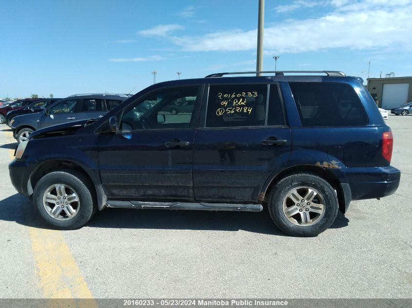 2004 Honda Pilot Ex-L VIN: 2HKYF18554H562184 Lot: 20160233