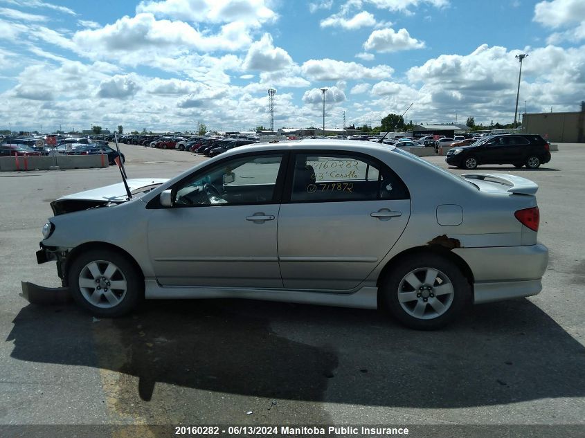 2003 Toyota Corolla Sport VIN: 2T1BR32E83C719872 Lot: 20160282