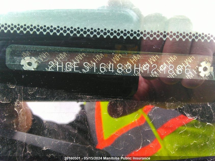 2003 Honda Civic Dx-G VIN: 2HGES16483H929886 Lot: 20160501