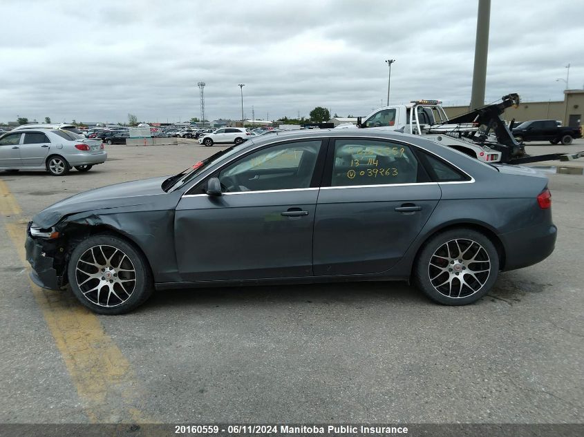 2013 Audi A4 2.0T Quattro VIN: WAUFFAFL8DN039263 Lot: 20160559