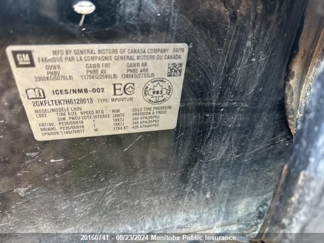 2017 GMC Terrain Sle VIN: 2GKFLTEK7H6128613 Lot: 20160741