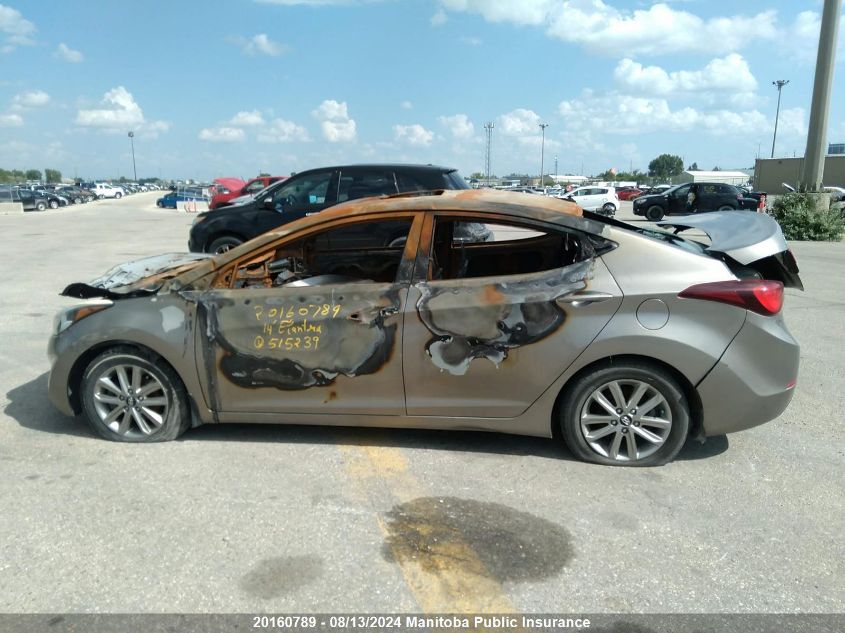 2014 Hyundai Elantra Gls VIN: 5NPDH4AE3EH515239 Lot: 20160789