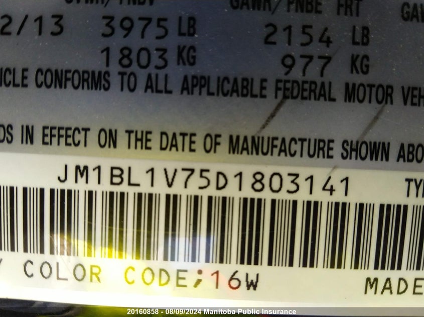 2013 Mazda Mazda3 Gs Sky VIN: JM1BL1V75D1803141 Lot: 20160858