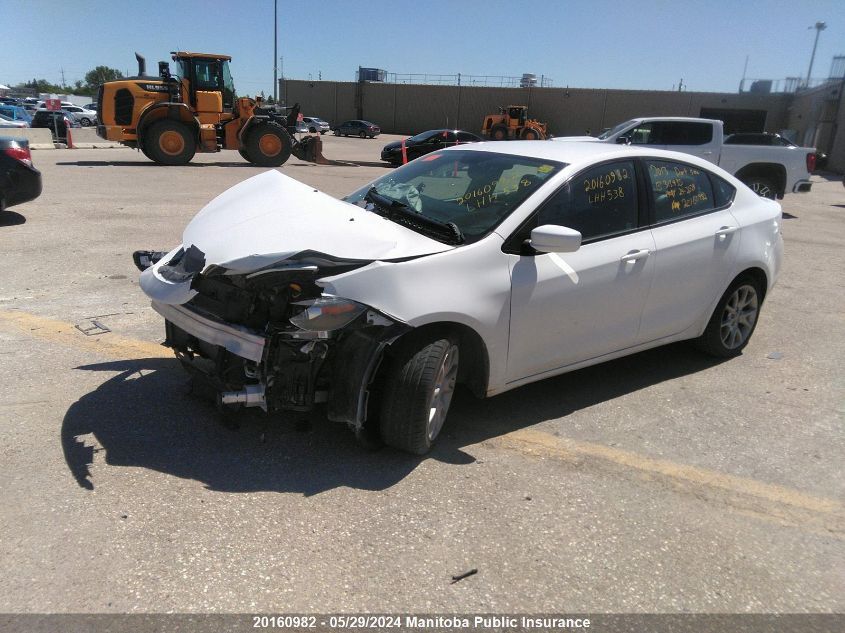 2013 Dodge Dart Sxt VIN: 1C3CDFBA0DD313935 Lot: 20160982