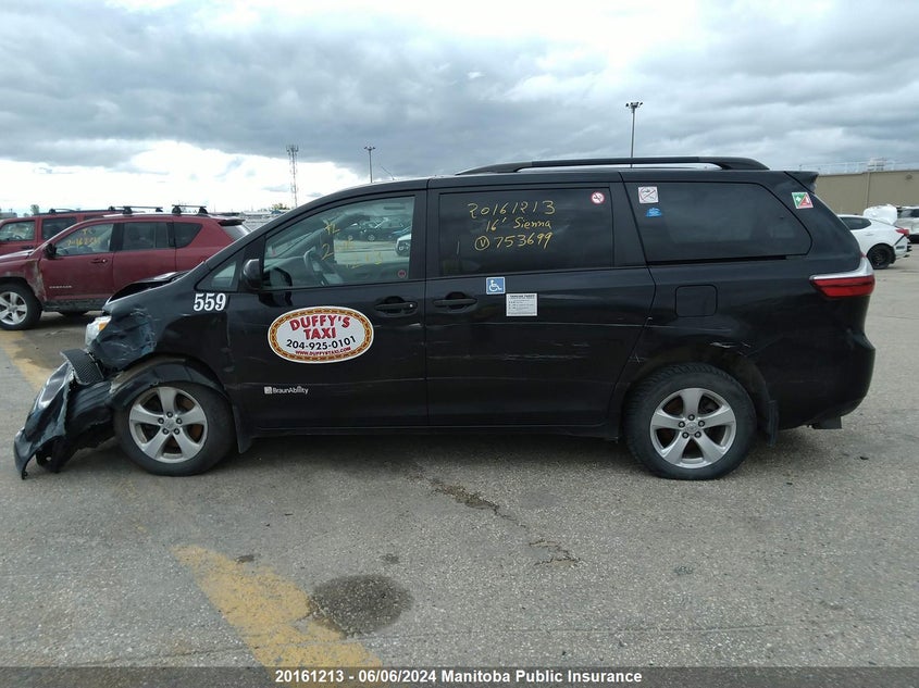 2016 Toyota Sienna V6 VIN: 5TDZK3DC9GS753699 Lot: 20161213