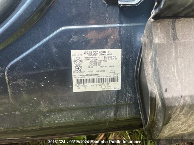 2019 Ford Edge Se VIN: 2FMPK4G99KBC51889 Lot: 20161324