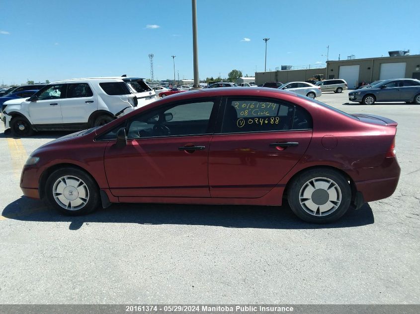2008 Honda Civic Dx-G VIN: 2HGFA16468H024688 Lot: 20161374