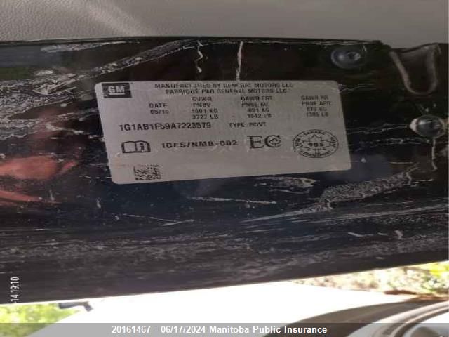 2010 Chevrolet Cobalt Ls VIN: 1G1AB1F59A7223579 Lot: 20161467