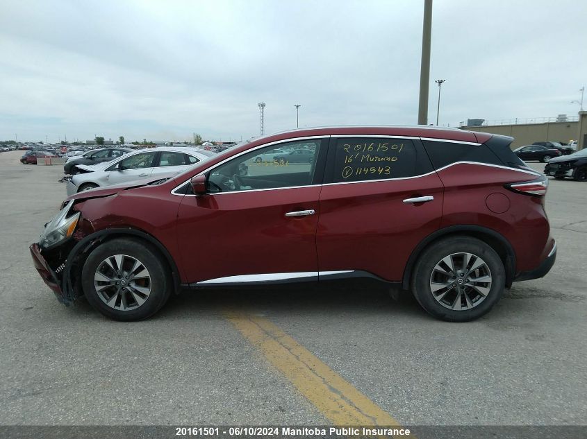 2016 Nissan Murano Sl VIN: 5N1AZ2MH5GN114543 Lot: 20161501