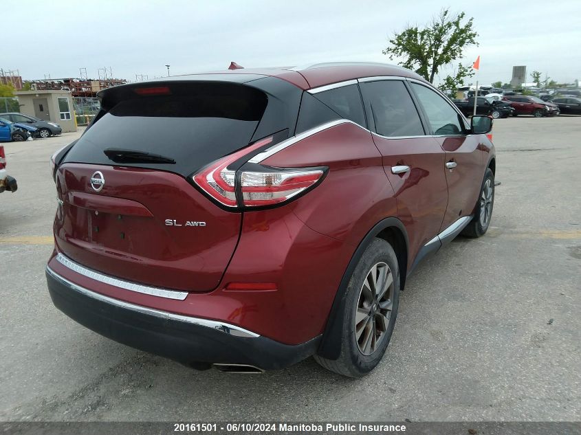 2016 Nissan Murano Sl VIN: 5N1AZ2MH5GN114543 Lot: 20161501