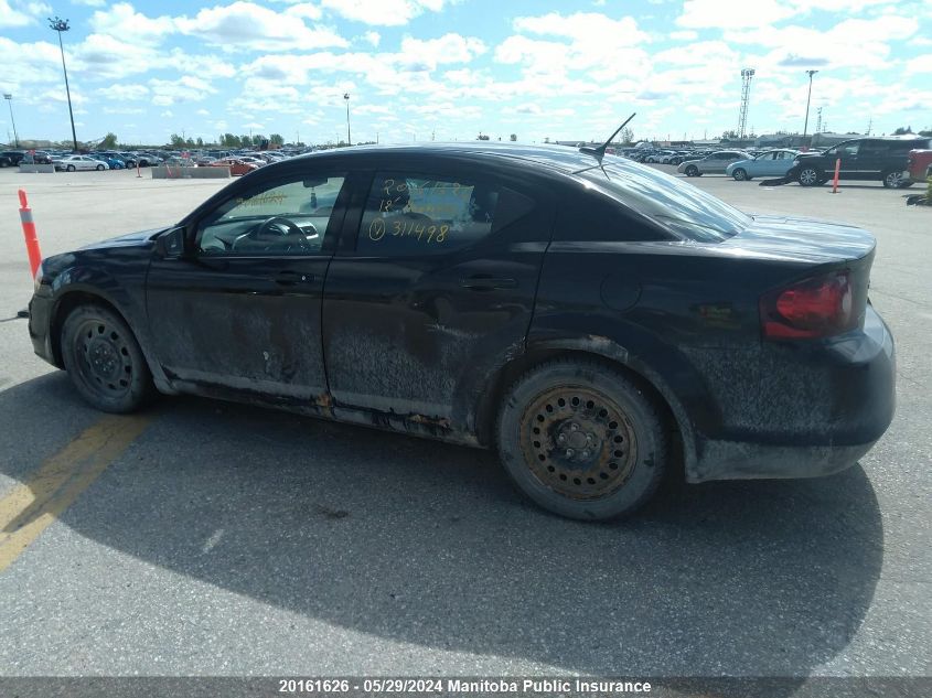 2012 Dodge Avenger Se VIN: 1C3CDZABXCN311498 Lot: 20161626