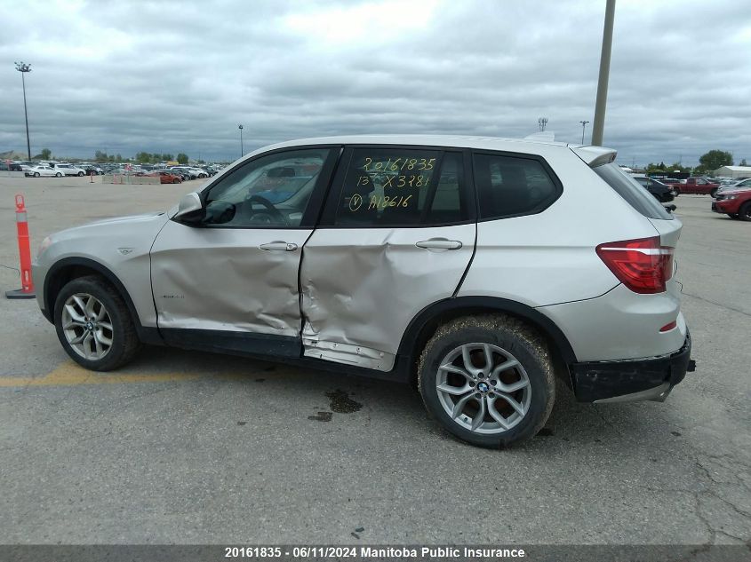 2013 BMW X3 28I VIN: 5UXWX9C57D0A18617 Lot: 20161835