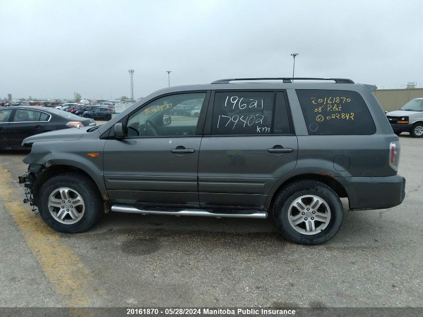 2008 Honda Pilot Ex-L VIN: 5FNYF18668B022842 Lot: 20161870