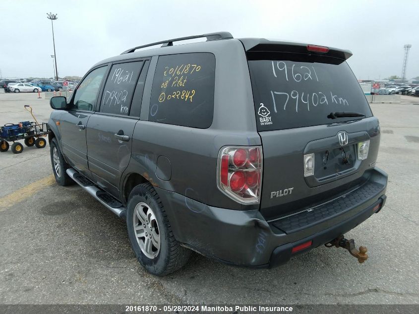 2008 Honda Pilot Ex-L VIN: 5FNYF18668B022842 Lot: 20161870