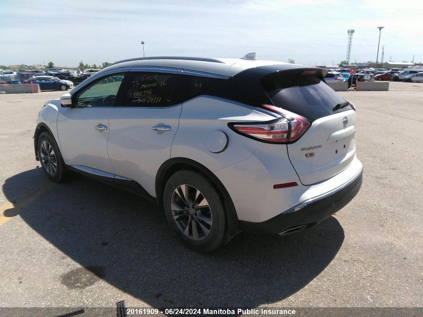 2017 Nissan Murano Sl VIN: 5N1AZ2MH6HN160996 Lot: 20161909