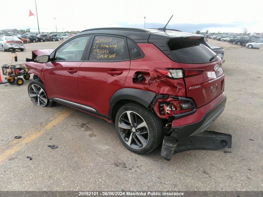 2020 Hyundai Kona Trend 1.6T VIN: KM8K3CA50LU554272 Lot: 20162101