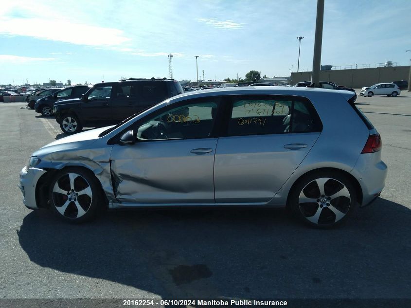 2017 Volkswagen Gti 2.0T VIN: 3VW4T7AU1HM011291 Lot: 20162254