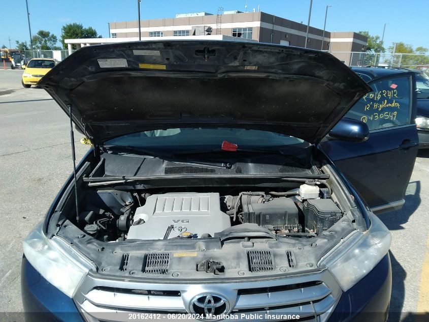2012 Toyota Highlander V6 VIN: 5TDBK3EH1CS130549 Lot: 20162412