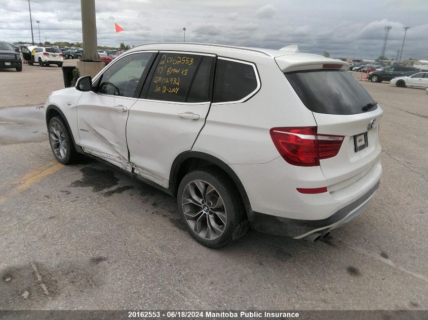 2017 BMW X3 28I VIN: 5UXWX9C57H0T02932 Lot: 20162553