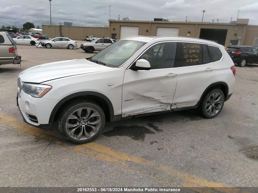 2017 BMW X3 28I VIN: 5UXWX9C57H0T02932 Lot: 20162553