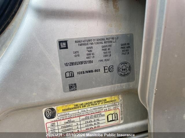 2011 Chevrolet Malibu Ls VIN: 1G1ZB5EUXBF261994 Lot: 20163231