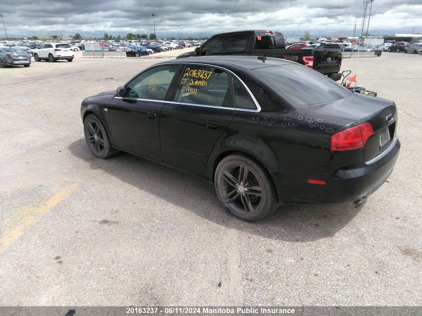 2007 Audi A4 2.0T Quattro VIN: WAUDF78E47A159517 Lot: 20163237