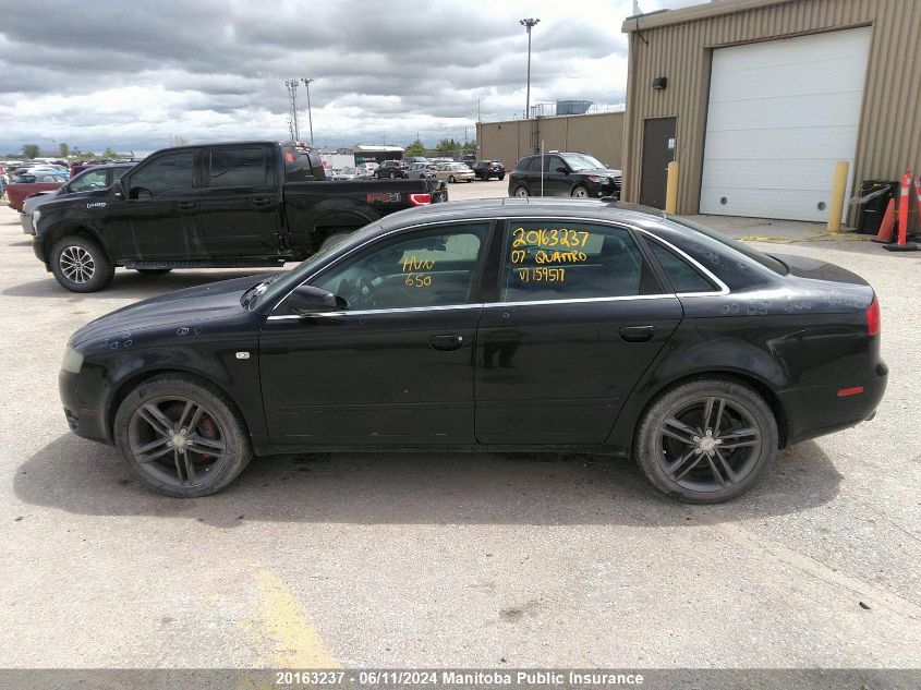 2007 Audi A4 2.0T Quattro VIN: WAUDF78E47A159517 Lot: 20163237