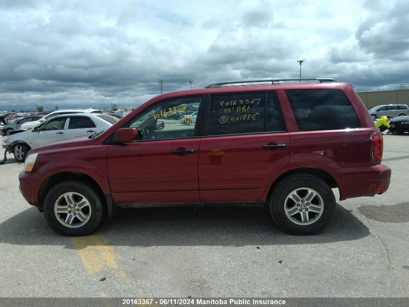 2005 Honda Pilot Ex-L VIN: 2HKYF18515H001885 Lot: 20163367