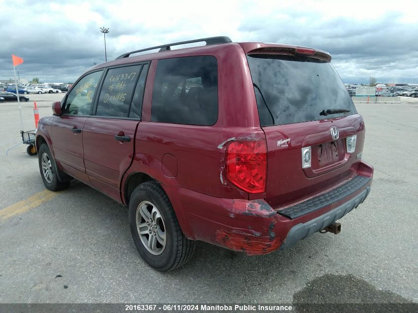 2005 Honda Pilot Ex-L VIN: 2HKYF18515H001885 Lot: 20163367