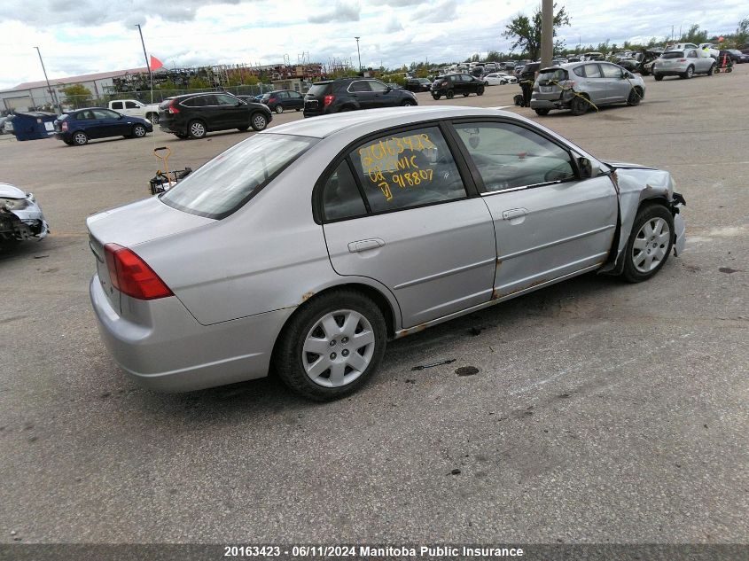 2002 Honda Civic Lx VIN: 2HGES16862H918807 Lot: 20163423