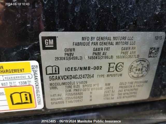 2016 Buick Enclave VIN: 5GAKVCKD4GJ247264 Lot: 20163485