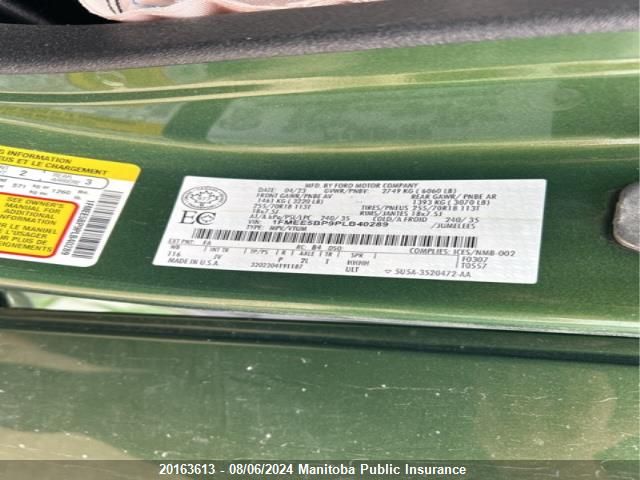 2023 Ford Bronco Outer Banks VIN: 1FMEE5BP9PLB40289 Lot: 20163613