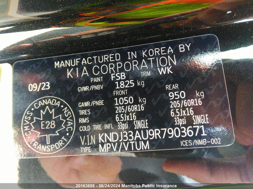 2024 Kia Soul Ex VIN: KNDJ33AU9R7903671 Lot: 20163688