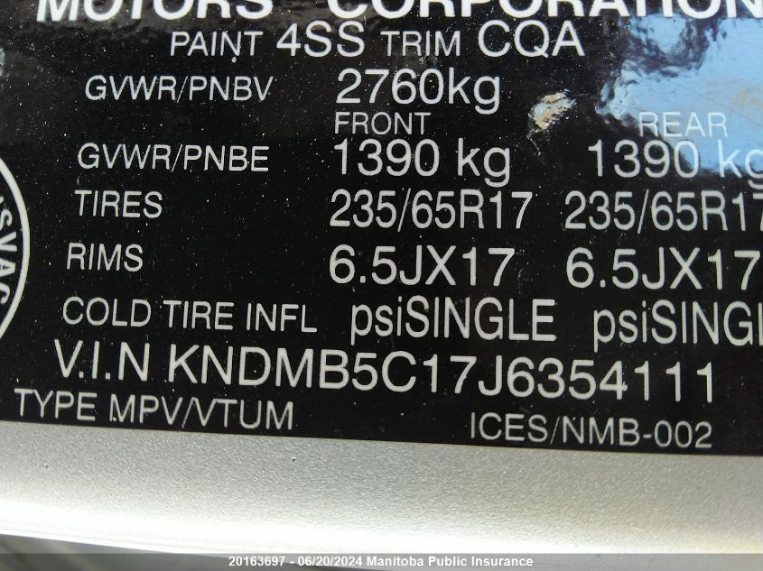 2018 Kia Sedona Lx VIN: KNDMB5C17J6354111 Lot: 20163697