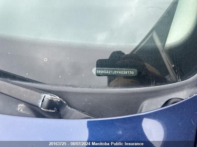 2000 Volkswagen Golf Gl VIN: 9BWGA21J3Y4038170 Lot: 20163725