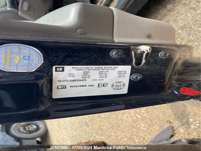 2006 Chevrolet Malibu Lt V6 VIN: 1G1ZT51846F204475 Lot: 20163980