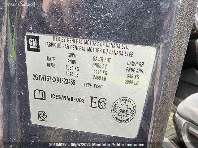 2009 Chevrolet Impala Lt V6 VIN: 2G1WT57KX91323455 Lot: 20164032