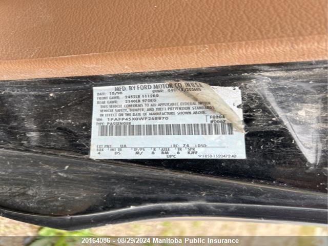 1998 Ford Mustang Gt VIN: 1FAFP45X0WF268870 Lot: 20164086