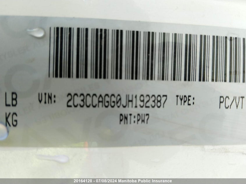 2018 Chrysler 300 S VIN: 2C3CCAGG0JH192387 Lot: 20164128