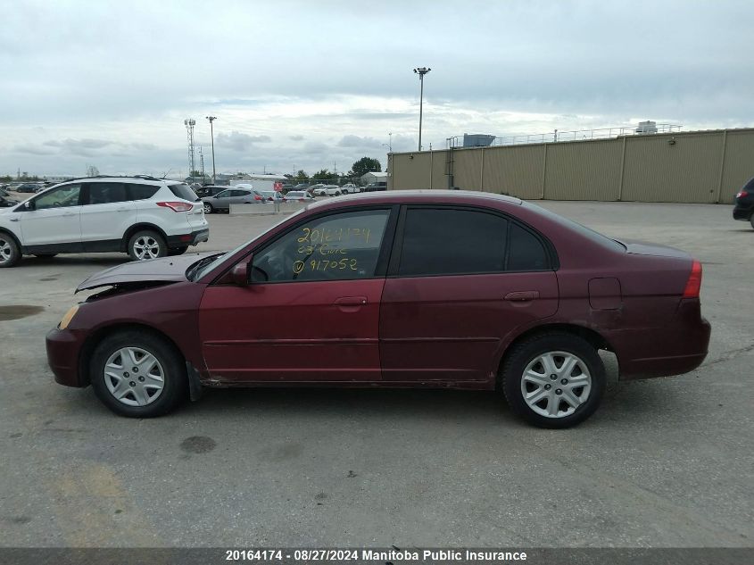 2003 Honda Civic Lx VIN: 2HGES16673H917052 Lot: 20164174