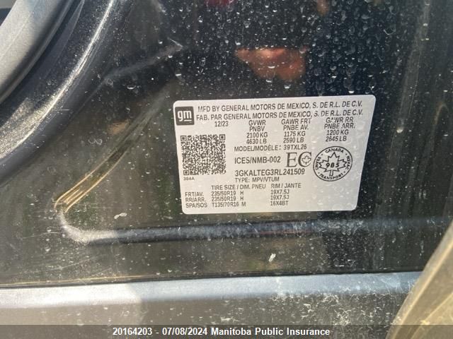 2024 GMC Terrain Sle VIN: 3GKALTEG3RL241509 Lot: 20164203