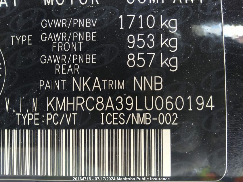 2020 Hyundai Venue Trend VIN: KMHRC8A39LU060194 Lot: 20164718