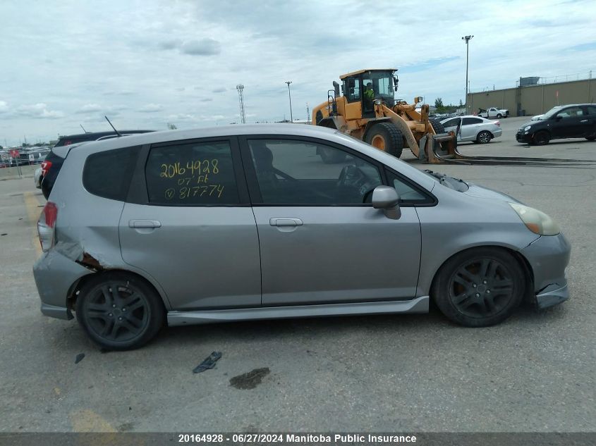 2007 Honda Fit Sport VIN: JHMGD37647S817774 Lot: 20164928