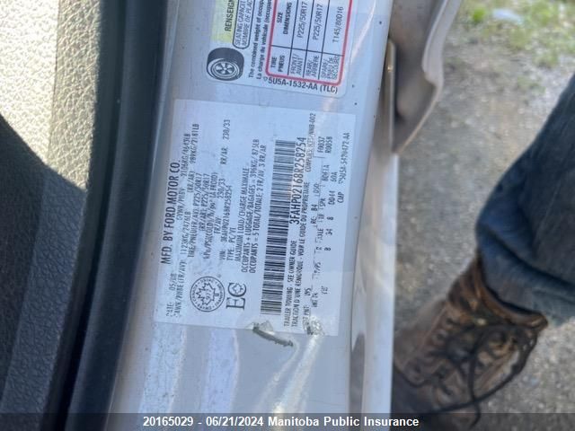 2008 Ford Fusion Sel V6 VIN: 3FAHP02168R258254 Lot: 20165029