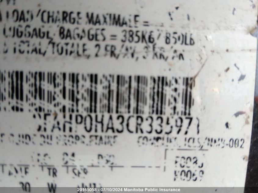 2012 Ford Fusion S VIN: 3FAHP0HA3CR335971 Lot: 20165058