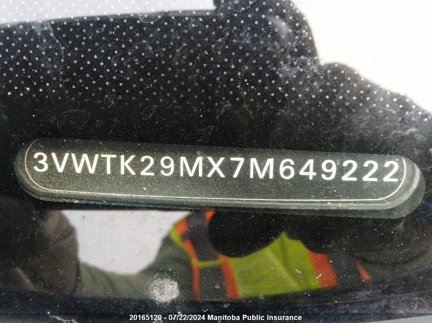 2007 Volkswagen Jetta City VIN: 3VWTK29MX7M649222 Lot: 20165120