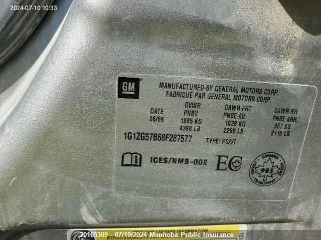 2008 Chevrolet Malibu Ls VIN: 1G1ZG57B68F287577 Lot: 20165309